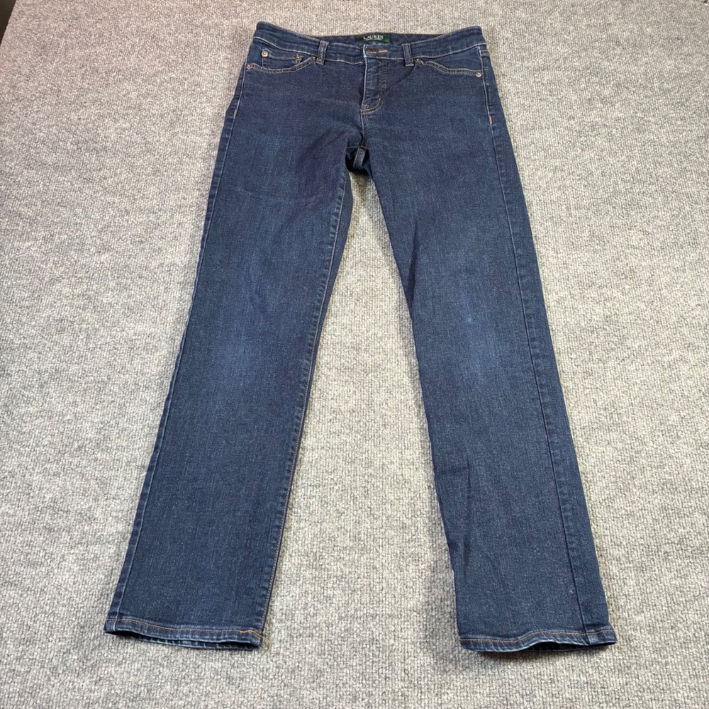 Lauren Ralph Lauren Curvy Straight Jeans Womens 6 Dark Wash Blue Denim